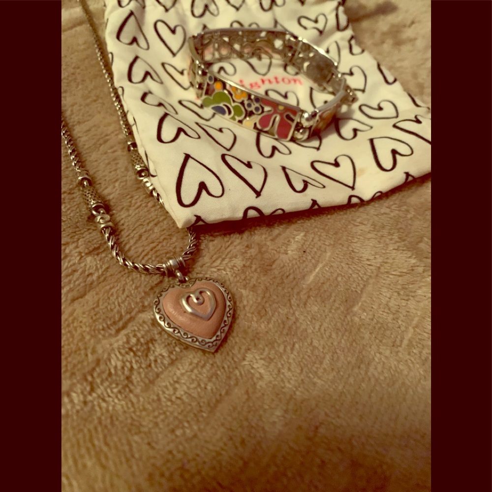 Brighton pink leather necklace with colorful brace